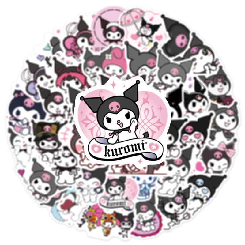 YONGAI 50Pcs Cute Kuromi Sticker for Kids, Kawaii Sanrio Cartoon Waterproof Vinyl Decal for Teen Girl Water Bottle Skateboard Notebook Phone Guitar Bike - Image 3